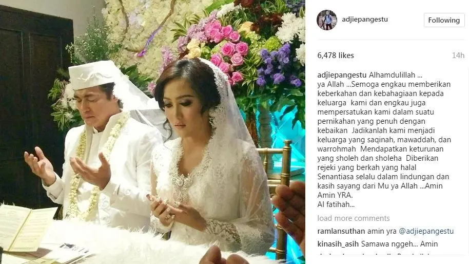Adjie Pangestu resmi menikah dengan Novita Petria [foto: instagram]