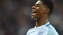 4. Marcus Rashford (Inggris) - Penampilan pemain jebolan akademi Manchester United ini terus meroket bersama Setan Merah. Penyerang muda berusia 20 tahun itu akan melengkapi Harry Kane di lini depan timnas Inggris. (AFP/Glyn Kirk)