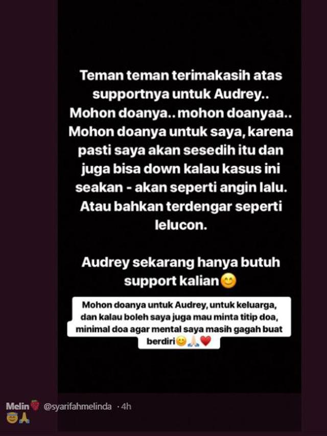 Jadi Korban Penggeroyokan, Audrey Minta Didoakan Cepat Pulih