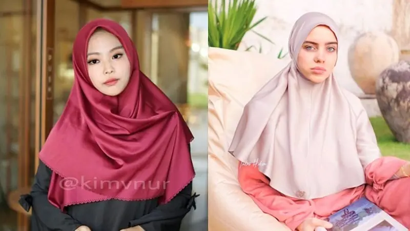 6 Editan Foto Artis Dunia Pakai Hijab Merah dan Pink Ini Curi Perhatian, Netizen: Makin Cantik