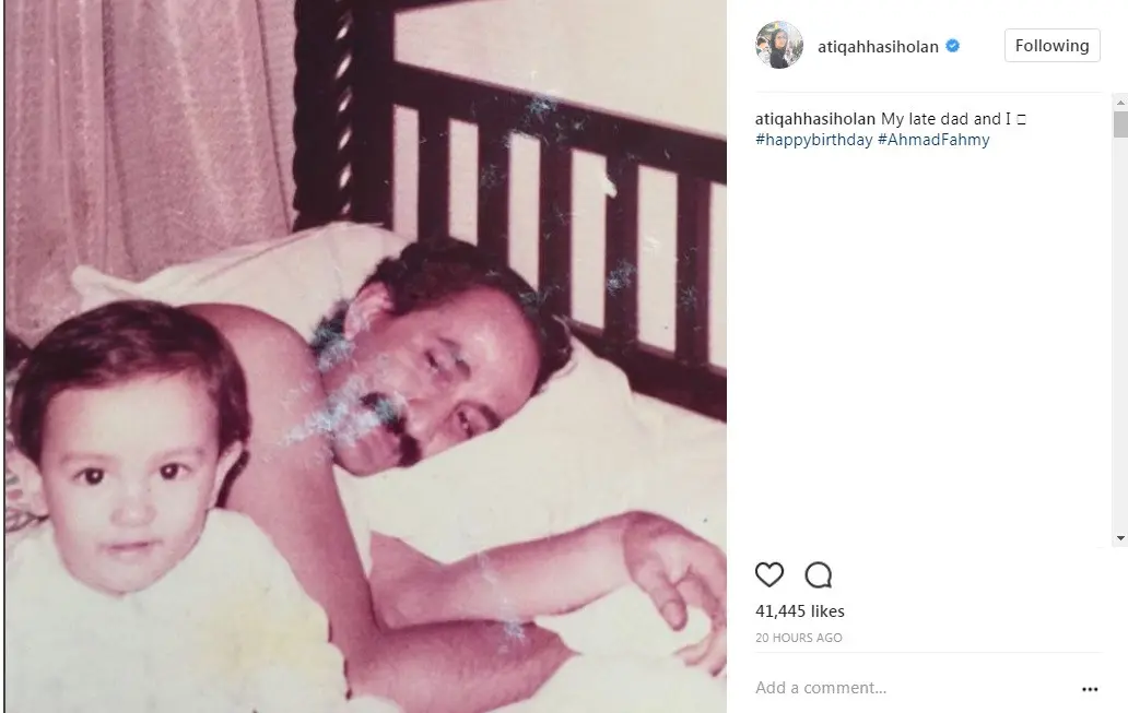 Atiqah Hasiholan perlihatkan wajah masa kecil saat bersama sang ayah (Foto: Instagram/@atiqahhasiholan)