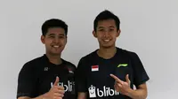 Ganda putra Indonesia, Angga Pratama/ Rian Agung Saputro, kandas di babak perempat final India Terbuka 2018, Jumat (2/2/2018). (PBSI)