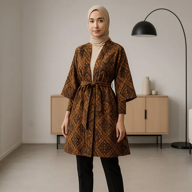 7 Koleksi Batik Kardigan dan Tunik dengan Detail Motif Unik, Cocok untuk Hijaber