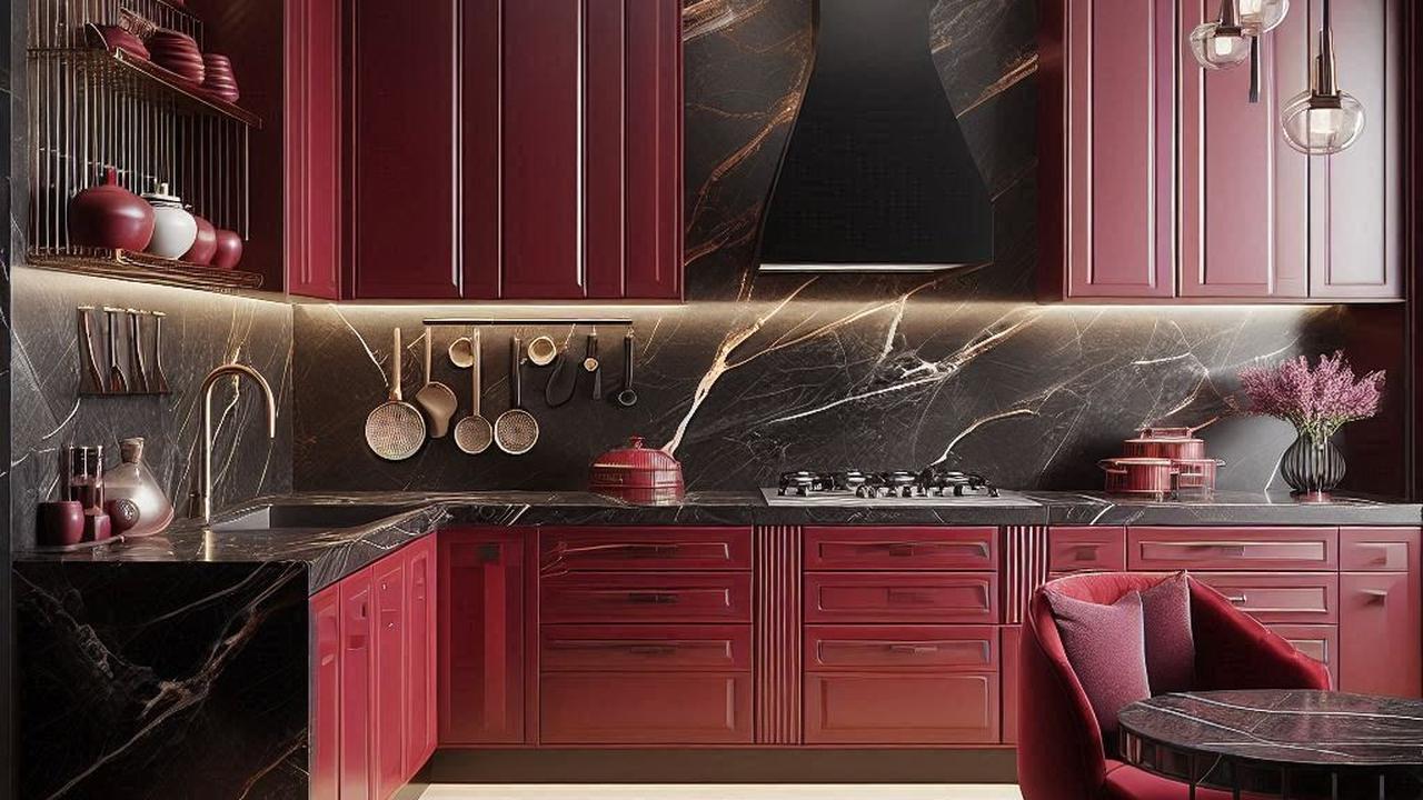 Desain Dapur Warna Merah Hitam