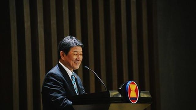 Menteri Luar Negeri Jepang Toshimitsu Motegi memaparkan tiga poin arah kebijakan baru Jepang-ASEAN.