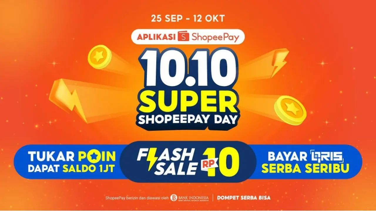 Hemat Belanja di 10.10 Super ShopeePay Day, Ada Flash Sale Rp10 hingga Tukar Poin Dapat Rp1 Juta