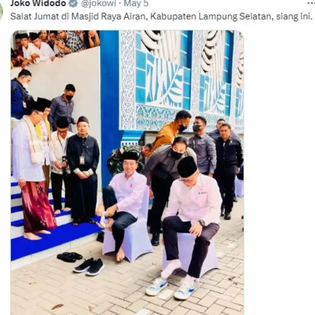 Jokowi Pakai Sepatu Lokal Saat Kunjungan ke Lampung, Sempat Dipakai Waktu Ketemu Elon Musk