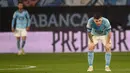 Pemain Celta Vigo Javi Galan bereaksi pada akhir laga melawan Valencia pada pertandingan Liga Spanyol di Stadion Balaidos, Vigo, Spanyol, 5 Desember 2021. Valencia menang 2-1. (MIGUEL RIOPA/AFP)