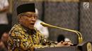 Ketua PBNU Said Aqiel Siradj memberikan sambutan saat acara buka puasa bersama di Jakarta, Rabu (14/5/2019). Acara buka puasa tersebut dihadiri sejumlah tokoh-tokoh dan petinggi partai politik. (Liputan6.com/Johan Tallo)