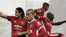 Duel Pemain Manchester United Vs Liverpool: Paul Pogba dan Cavani vs Thiago dan Sadio Mane. (Bola.com/Dody Iryawan)