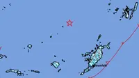 Gempa Magnitudo 5,9 mengguncang wilayah Tanimbar Laut Banda, Maluku, Rabu (24/1/2024). (Liputan6.com/ Dok BMKG)