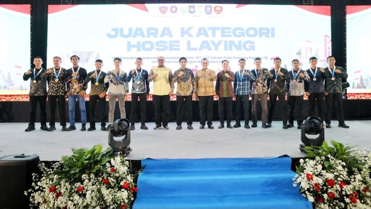 Wamendagri Wiyagus saat Gala Dinner dalam rangka Hari Ulang Tahun (HUT) ke-107 Damkar dan Penyelamatan, HUT ke-76 Satpol PP, serta HUT ke-64 Linmas