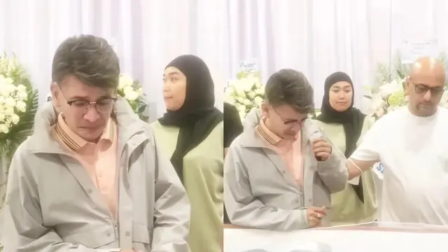 Potret Ruben Onsu Melayat Ayah Sarwendah
