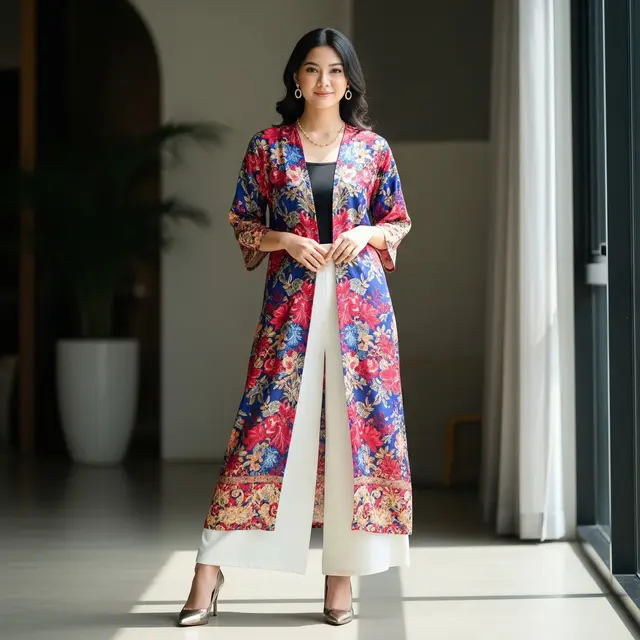 Model Outerwear Kardigan dengan Inner dan Celana Palazzo