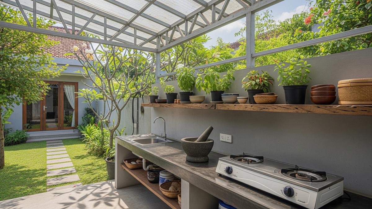 10 Desain Dapur Belakang Rumah yang Teduh dengan Rangka Baja Ringan