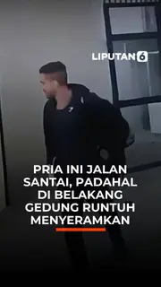 Pria Ini Jalan Santai, Padahal Di Belakangnya Gedung Runtuh Menyeramkan