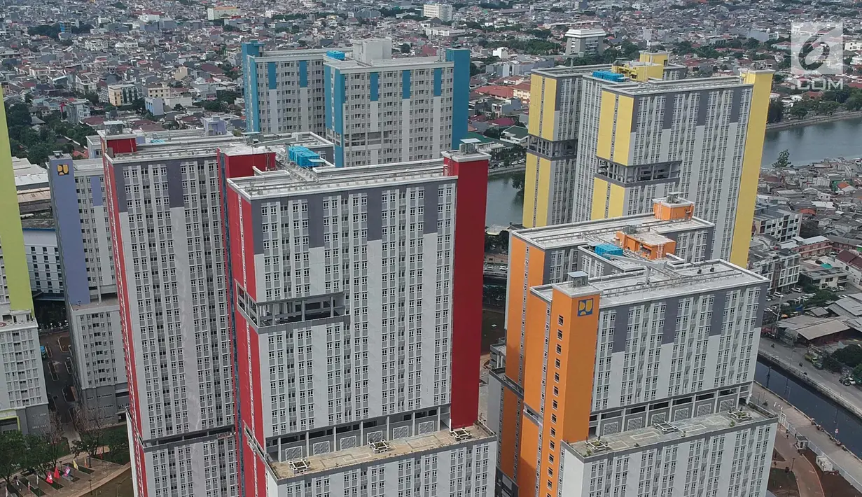 Foto areal suasana Wisma Atlet di Kemayoran, Jakarta, Kamis (1/3). Pembangunan Wisma untuk atlet yang berlaga pada Asian Games 2018 telah mencapai 99,9 persen. (Liputan6.com/Arya Manggala)