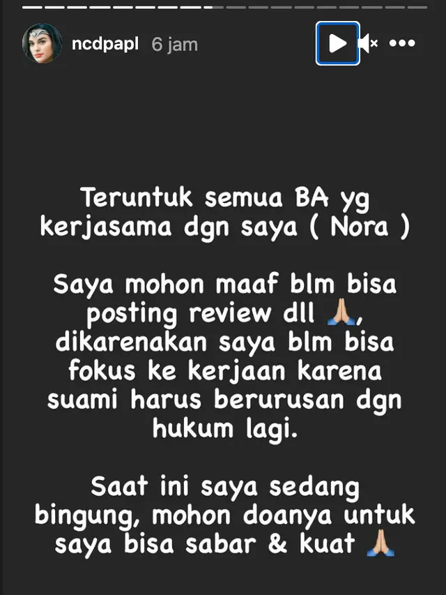 Unggahan Nora Alexandra. (Foto: Instagram @ncdpapl)