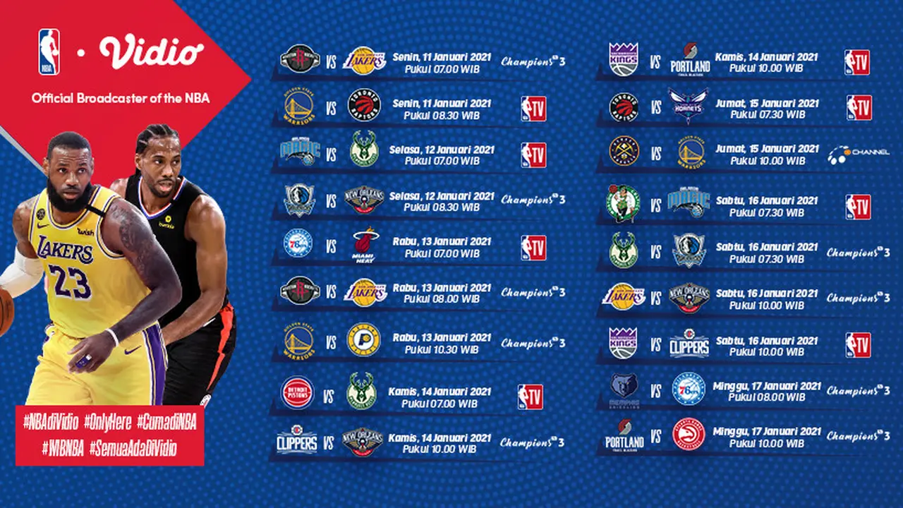Jadwal NBA Matcweek 4 di Vidio