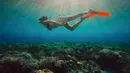 Tidak hanya menikmati pemandangan dari atas kapal, Alyssa juga sempat free diving dan menikmati keindahan alam bawah laut Labuan Bajo yang tersohor. (instagram.com/alyssadaguise)