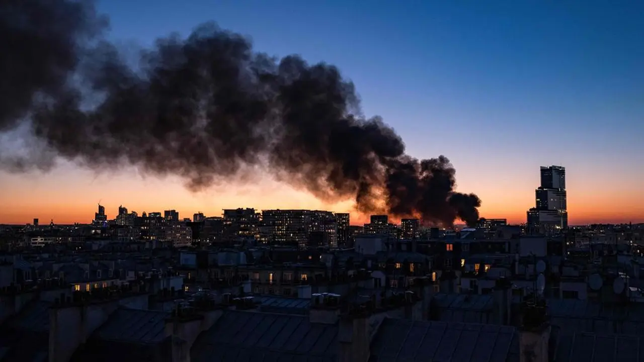 Kebakaran besar di Paris utara membuat asap mengepul di sebagian ibu kota Prancis. (Idhir BAHA / AFP)