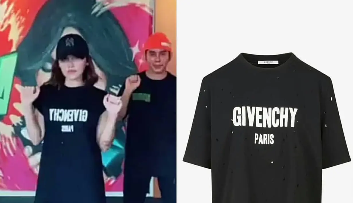 Mengenakan Oversized Givenchy, Ayu Ting Ting terlihat mirip seleb Korea. T-Shirt Givenchy Rp8.600.000. (Instagram/ Fashion Ayu Ting Ting).