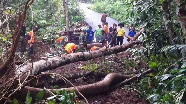 Titik longsor yang menutup jalur Kecamatan Gumelar menuju Kecamatan Ajibarang, Banyumas. (Foto: Liputan6.com/BPBD Banyumas/Muhamad Ridlo)