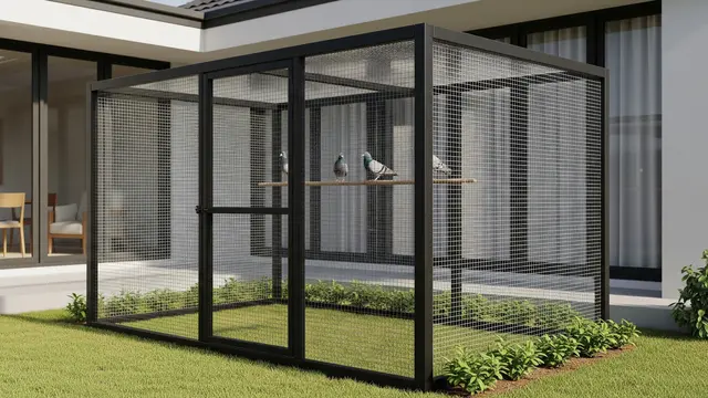 Desain Halaman Rumah Ada Kandang Burung Dara (AI)
