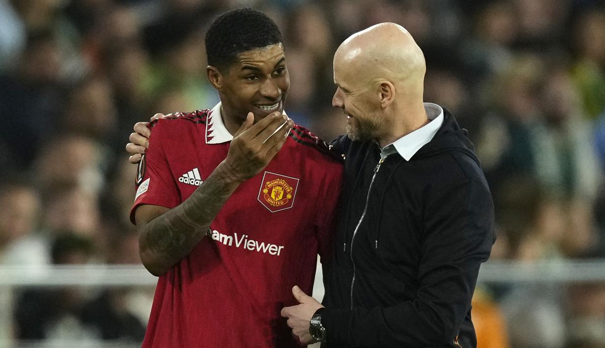 <p>Satu-satunya gol dipertandingan ini dicetak oleh penyerang Marcus Rashford di menit ke-55. (AP Photo/Jose Breton)</p>