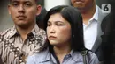 Kekasih Brigadir Nofryansyah Yosua Hutabarat atau Brigadir J, Vera Simajuntak, tiba untuk konferensi per di salah satu hotel di kawasan Jakarta Barat, Kamis (29/9/2022). Vera muncul ke publik untuk pertama kalinya dan menyampaikan harapannya usai berkas perkara pembunuhan berencana Brigadir J dinyatakan lengkap. (Liputan6.com/Herman Zakharia)
