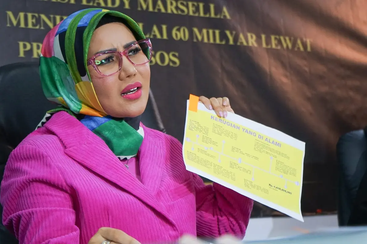 Lady Marsella saat jumpa pers di kawasan Sunter, Jakarta Utara, Senin (28/8/2023).