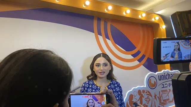 Syifa Hadju saat ditemui di acara 25th Anniversary PT Uni-charm Indonesia Tbk, Jakarta Pusat, Kamis, 24 November 2023.