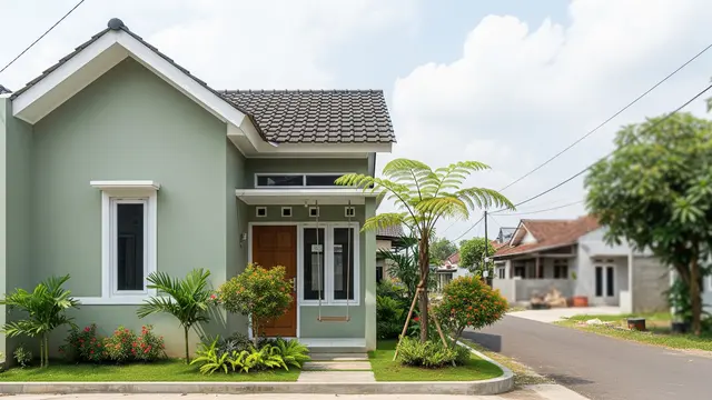 Warna Fasad Rumah Kecil yang Membuat Tampak Lebih Luas Model Hijau Sage