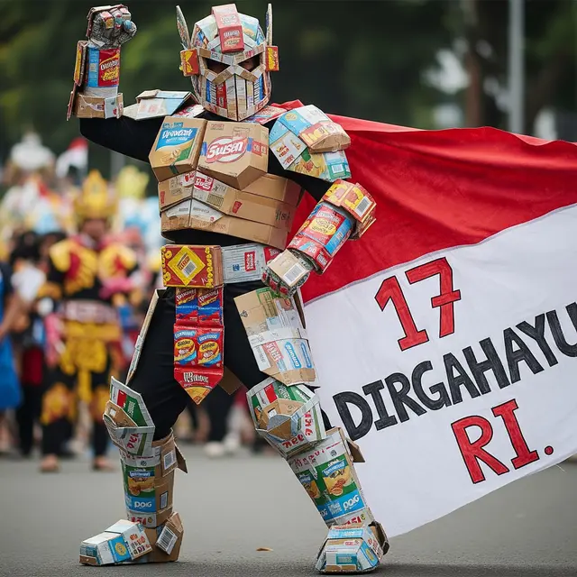 Kostum Pahlawan Super dari Kardus dan Kemasan Bekas (AI Generated)