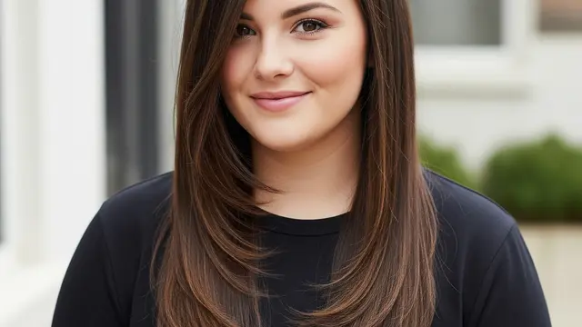 Model Rambut Panjang Wanita Chubby (Image by Gemini AI)
