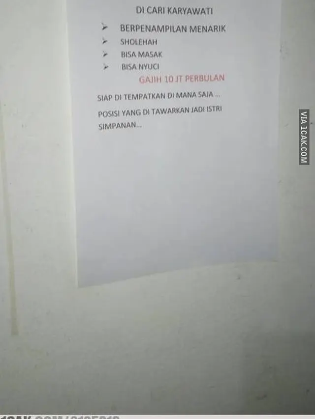 6 Tulisan 'Dibutuhkan Karyawan' Ini Nyeleneh Banget, Kocak