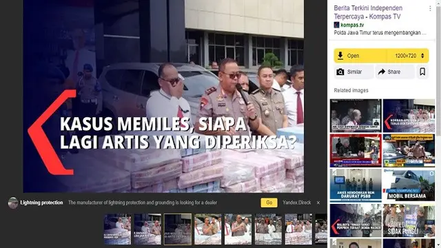 Gambar Tangkapan Layar Penelusuran Foto Menggunakan Situs Yandex.