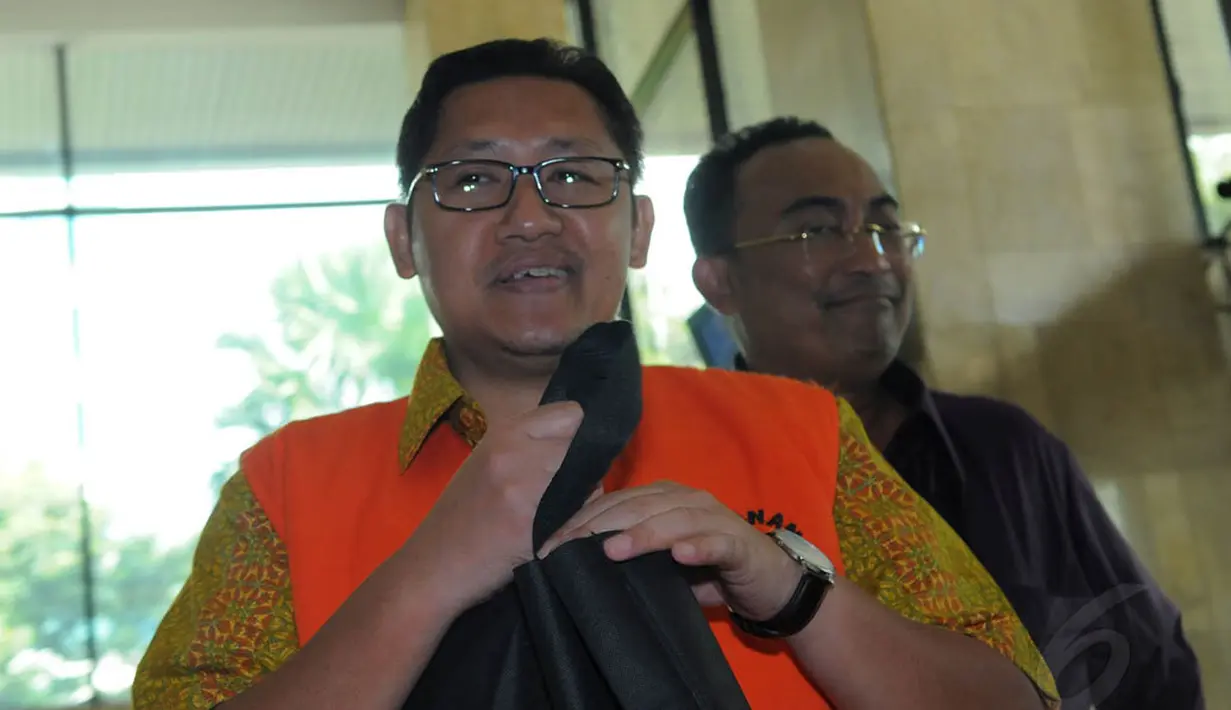 KPK kembali memanggil Anas Urbaningrum untuk diperiksa sebagai tersangka dugaan kasus hambalang di Gedung KPK, Rabu (7/5/14). (Liputan6.com/Faisal R Syam)
