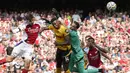 The Gunners menang dua gol tanpa balas melalui gol yang cetak oleh Kai Harvetz  dan Bukayo Saka. (AP Photo/Frank Augstein)