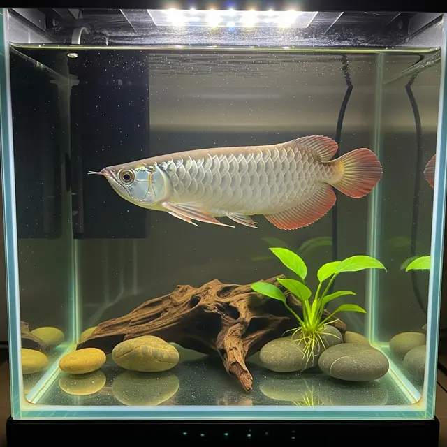 Ikan Arwana Mini di Kolam Tidak Besar (AI Generated)