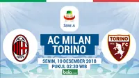 Jadwal Serie A 2018-2019 pekan ke-15, AC Milan vs Torino. (Bola.com/Dody Iryawan)