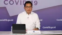 Juru Bicara Satuan Tugas Penanganan COVID-19 Wiku Adisasmito saat konferensi pers perkembangan COVID-19 di Graha BNPB, Jakarta pada Kamis, 17 Juni 2021. (Tim Komunikasi Satgas COVID-19/Marji)