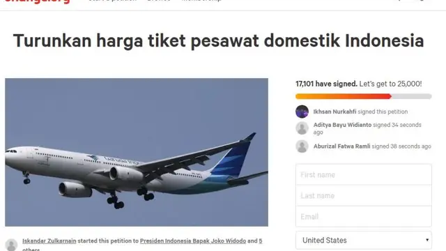 Petisi Tarif Pesawat Mahal