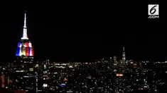 Gedung Empire State merayakan kemenangan Prancis di Piala Dunia 2018. Dengan mengeluarkan nyala lampu berwarna biru,putih dan merah, sesuai dengan bendera Prancis.