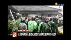 Rekan mendapat pukulan, ratusan ojek online di Sukabumi, Jawa Barat laporkan oknum ojek pangkalan.