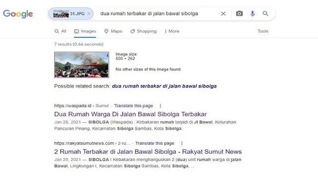 Gambar Tangkapan Layar Penelusuran Foto Menggunakan Google Images.