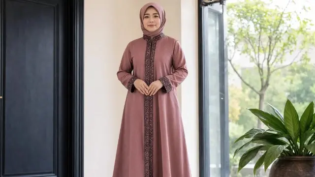 Model Baju Wanita Usia 50 Tahun Kombinasi Polos