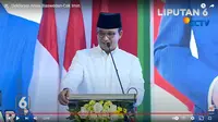 Bakal Capres Anies Baswedan&nbsp;menyampaikan pidato di acara&nbsp;deklarasi Capres-Cawapres Anies - Muhaimin Iskandar atau Cak Imin di Hotel Majapahit, Surabaya. (Liputan6.com)&nbsp;
