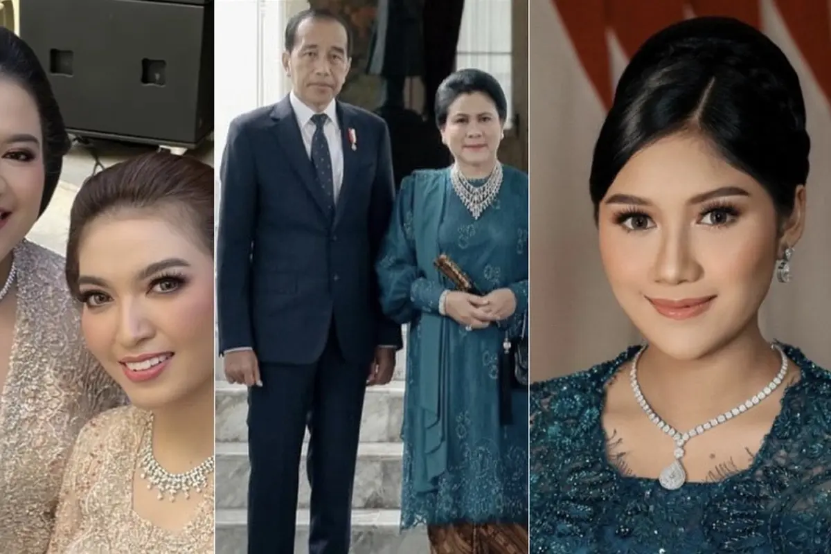 Keluarga Jokowi mengenakan kebaya dipadukan perhiasaan