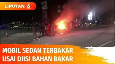 Sebuah mobil sedan yang baru saja mengisi bensin tiba-tiba terbakar di pom bensin Kejora, Bangka Tengah. Api berhasil dipadamkan oleh petugas pemadam kebakaran Bangka Tengah.